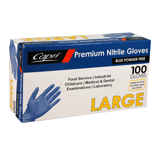 Nitrile Gloves Large - Blue Powder Free